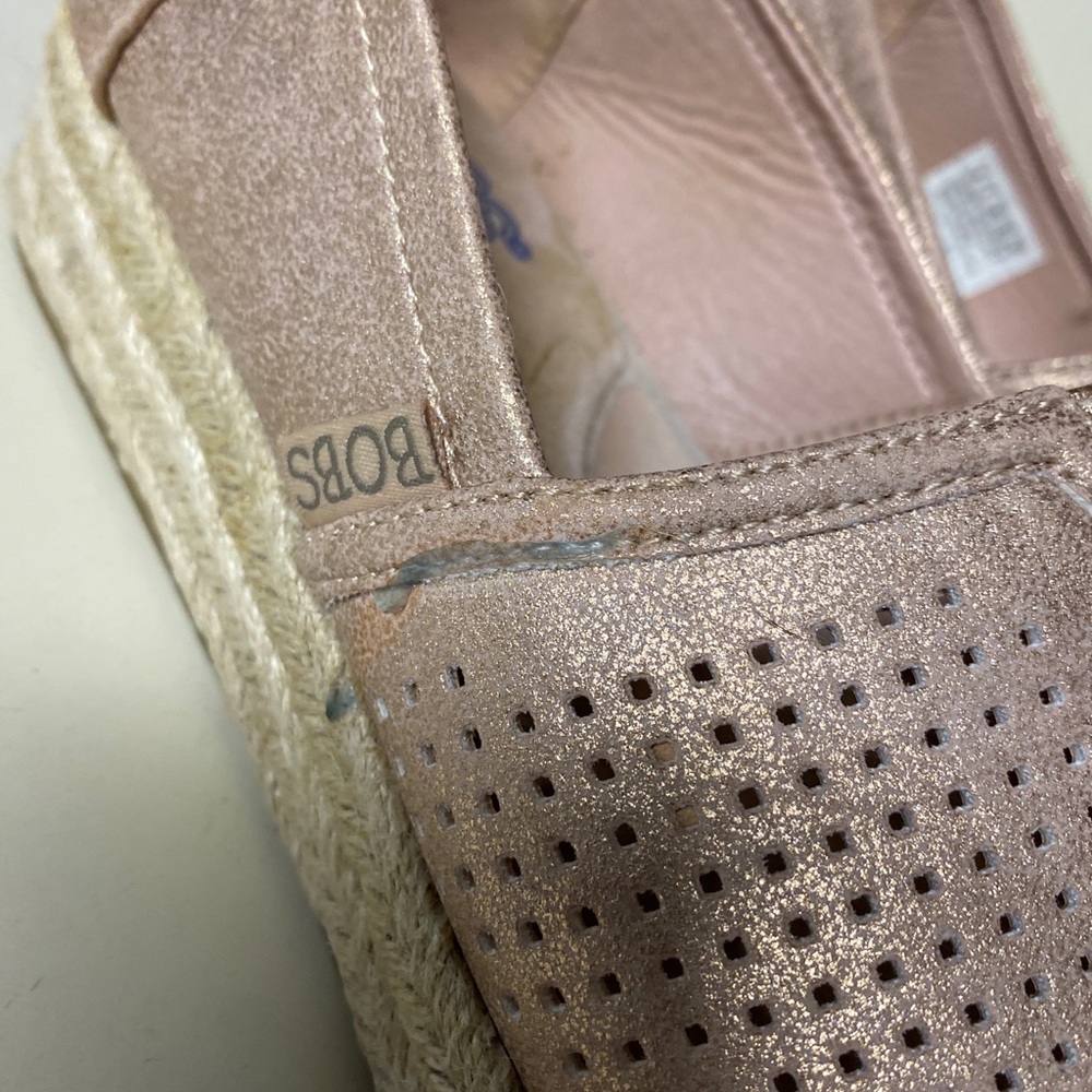 BOBS SKECHERS Highlights-City Glam Rose Gold Espadrille Wedge Women's Size 8 - Picture 4 of 8